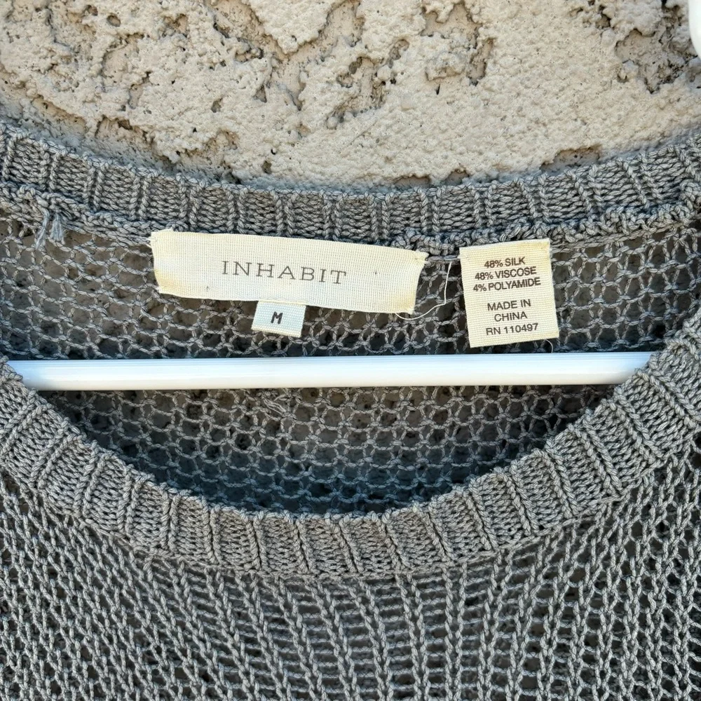 INHABIT Gauzey Grey Silk Long Sleeved Asymmetrical Sweater - Picture 2 of 9
